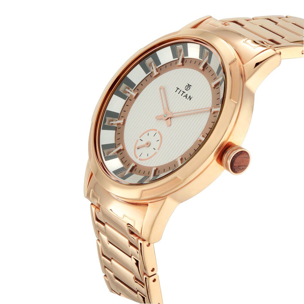 Titan Quartz Analog Silver Dial Metal Strap Watch for Men-NN1792WM01