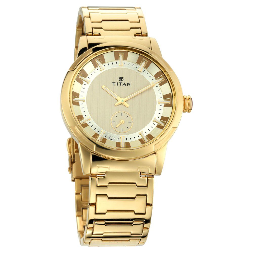 Titan Grandmaster Champagne Dial Analog Metal Strap Watch for Men-NL1792YM01