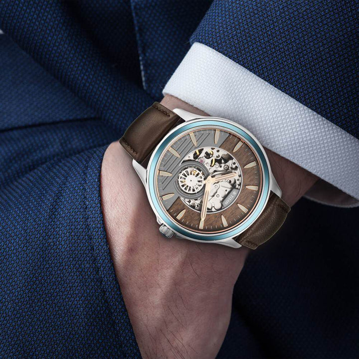 Titan Automatic Anthracite Dial Leather Strap Watch for Men NS1793KL02