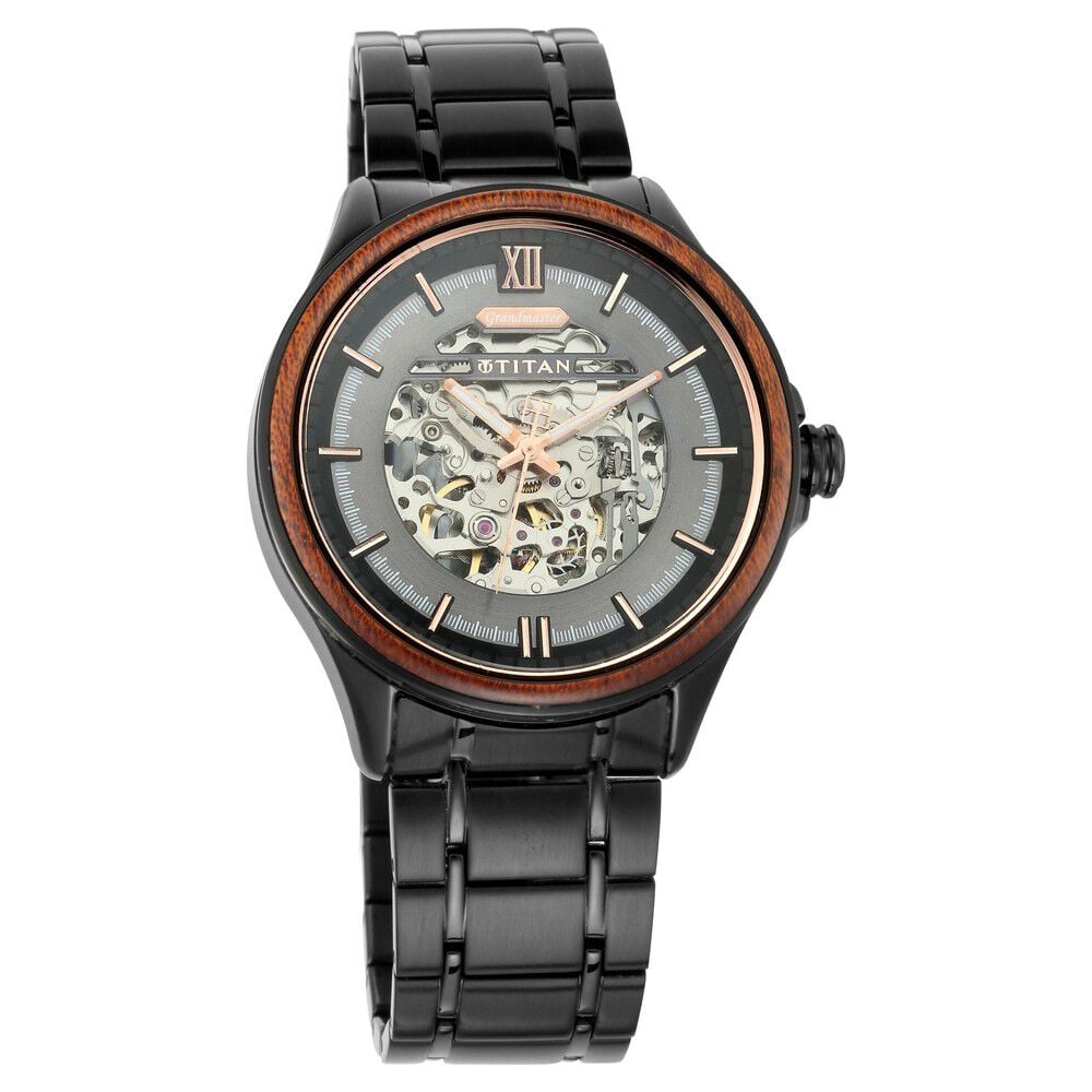 Titan Grandmaster Black Dial Automatic Metal Strap Watch for Men-NS1793KM02