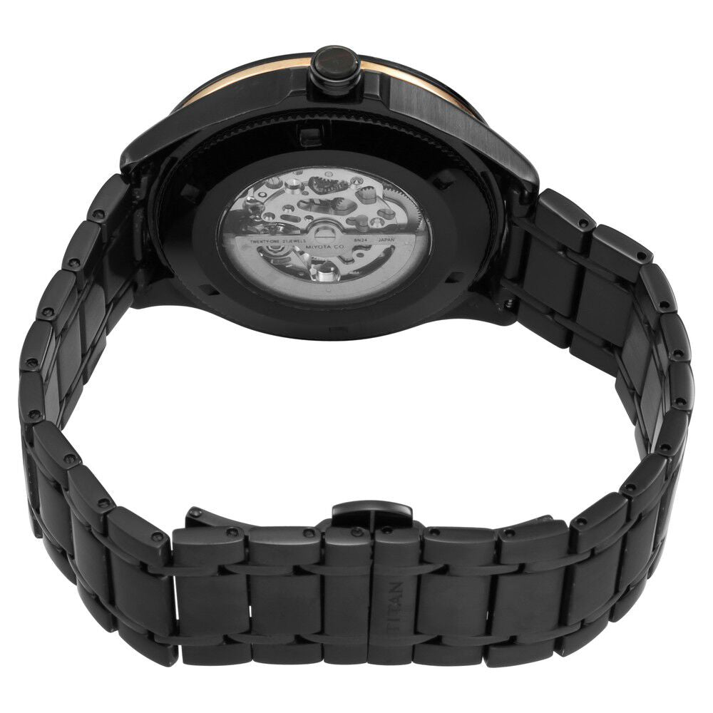 Titan Grandmaster Black Dial Automatic Metal Strap Watch for Men-NS1793KM02
