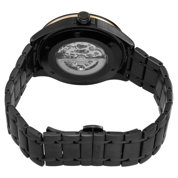 Titan Grandmaster Black Dial Automatic Metal Strap Watch for Men-NS1793KM02