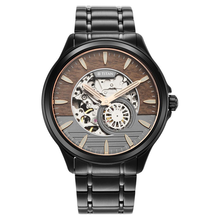Titan Automatic Black Dial Stainless Steel Strap Watch for Men NS1793KM04