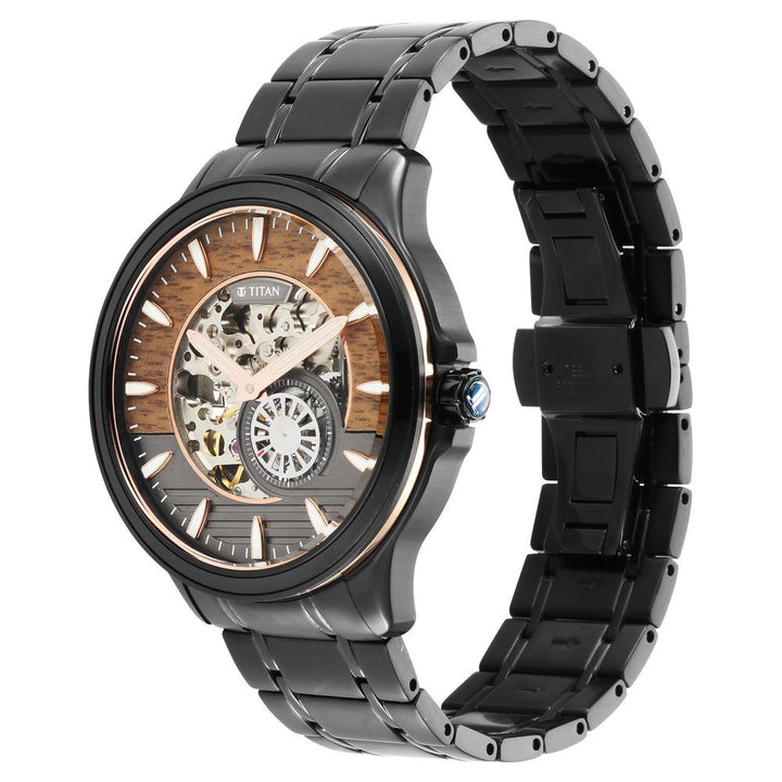 Titan Automatic Black Dial Stainless Steel Strap Watch for Men NS1793KM04