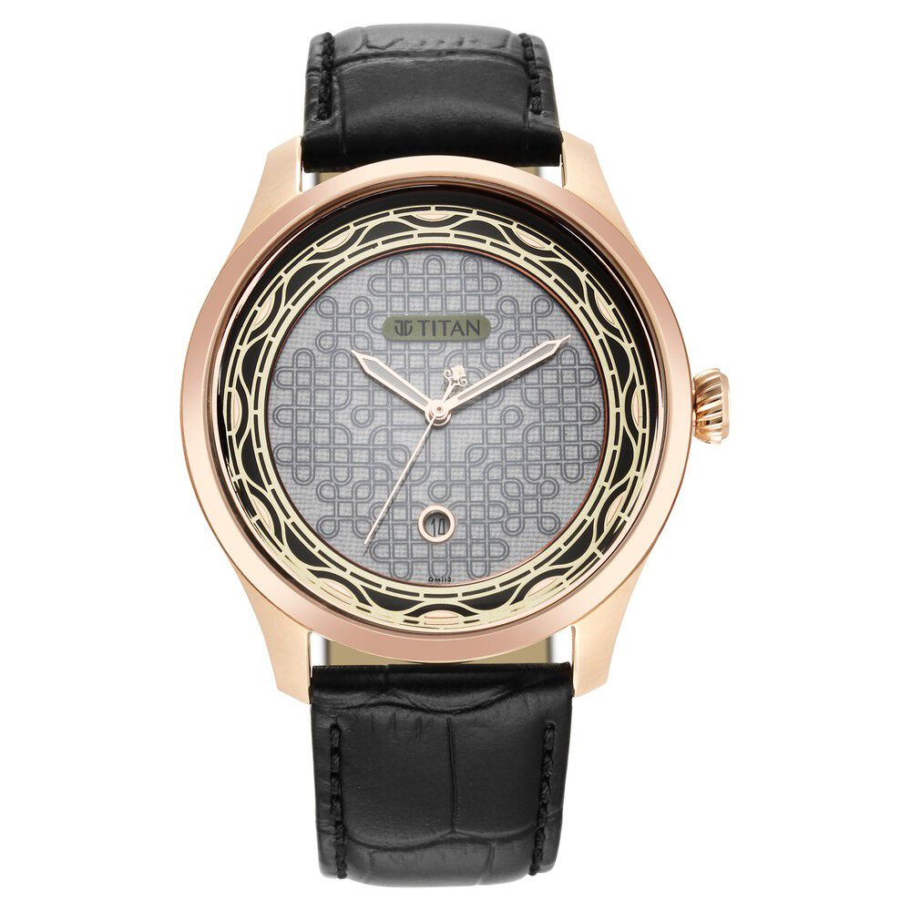 Titan Wedding Grey Dial Quartz Multifunction Leather Strap watch for Men NS1796KL05F