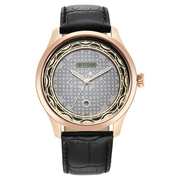 Titan Wedding Grey Dial Quartz Multifunction Leather Strap watch for Men NS1796KL05F