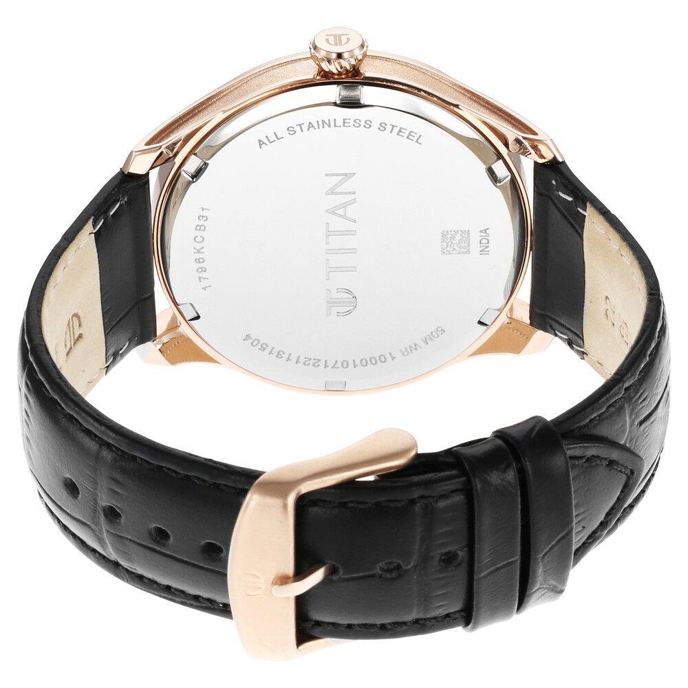 Titan Wedding Grey Dial Quartz Multifunction Leather Strap watch for Men NS1796KL05F