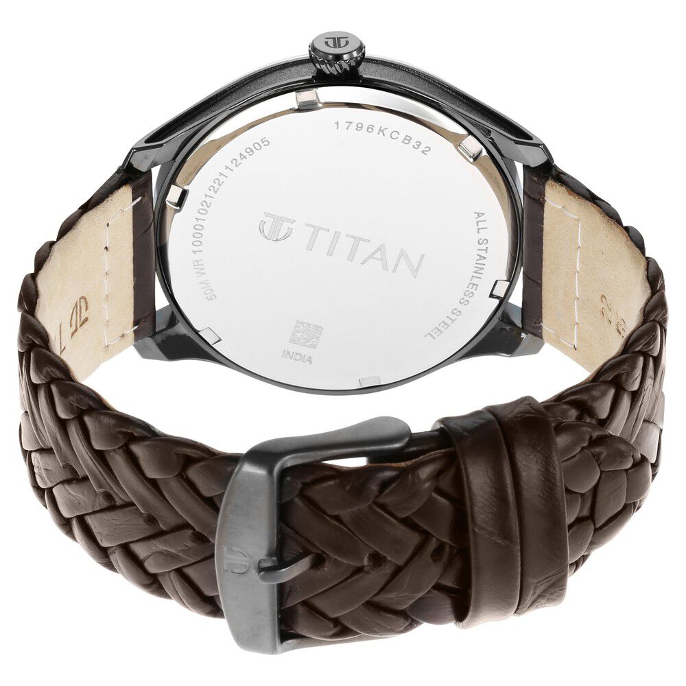 Titan Wedding Grey Dial Analog with Date Leather Strap watch for Men-NS1796KL06F
