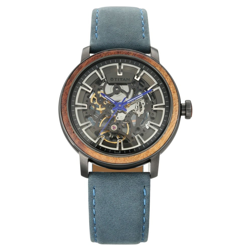 Titan Magnate Blue Dial Automatic Leather Strap watch for Men NS1797KL02F