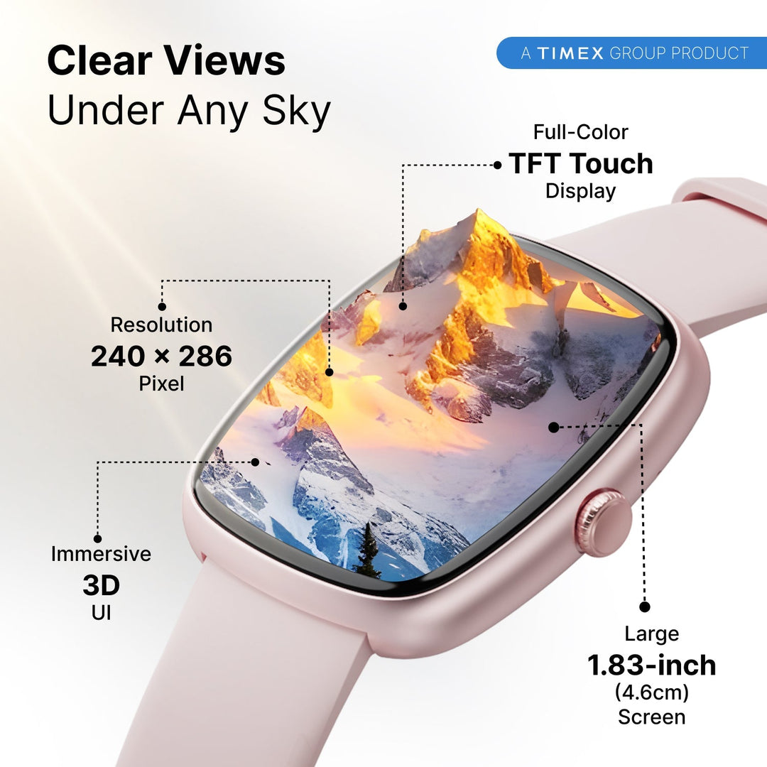 Timex IConnect Calling Ace+ 1.83"(4.6 Cm) 3D UI Display With Functional Crown And BT Calling Smartwatch For Unisex - TWIXW1501T