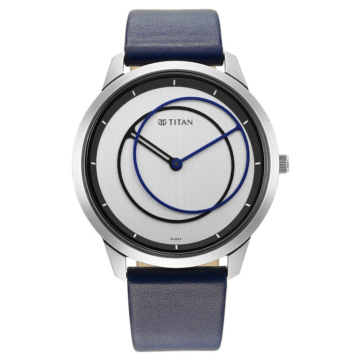 Titan Quartz Analog Silver Dial Leather Strap Watch for Men-NS1801SL02
