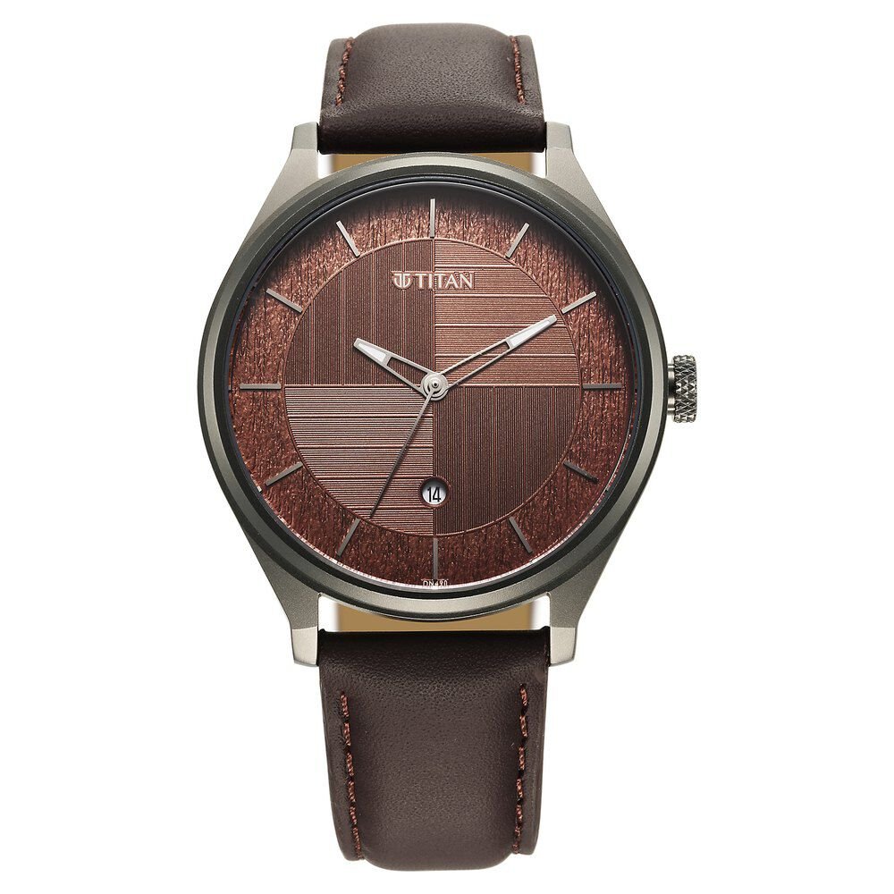 Titan Neo Economy Quartz Analog with Date Brown Dial Brown Leather Strap Watch For Men - The Watch Factory ®