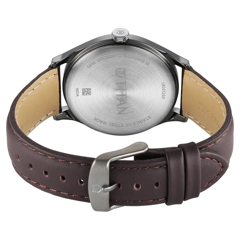 Titan Neo Economy Quartz Analog with Date Brown Dial Brown Leather Strap Watch For Men - The Watch Factory ®