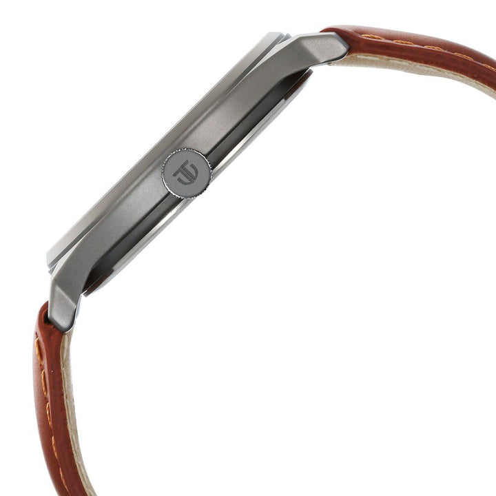Titan Neo Economy Quartz Analog with Date Grey Dial Brown Leather Strap Watch For Men 1802QL03