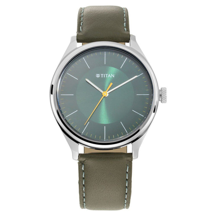 Titan Men's Urban Edge Lustrous Green Dial Leather Watch NP1802SL04