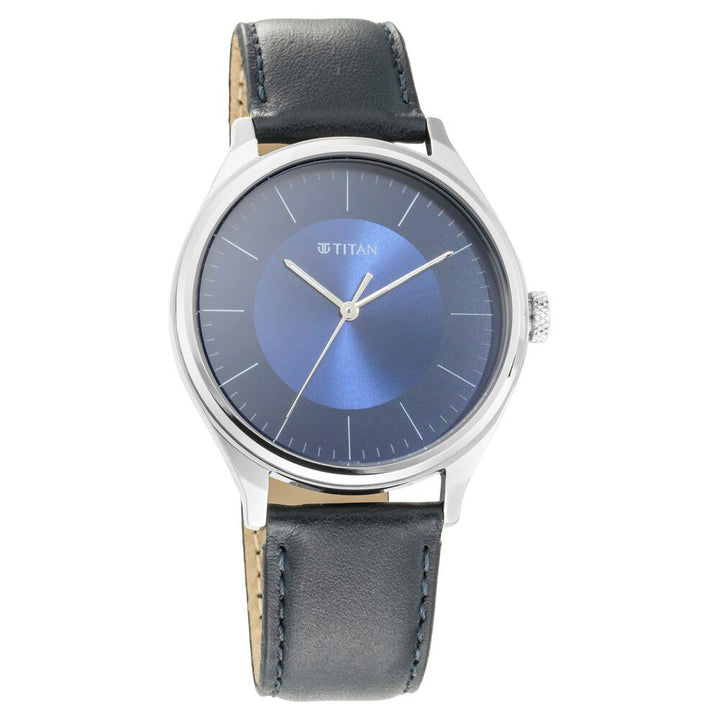 Titan Men's Urban Edge Lustrous Blue Dial Leather Watch NP1802SL06