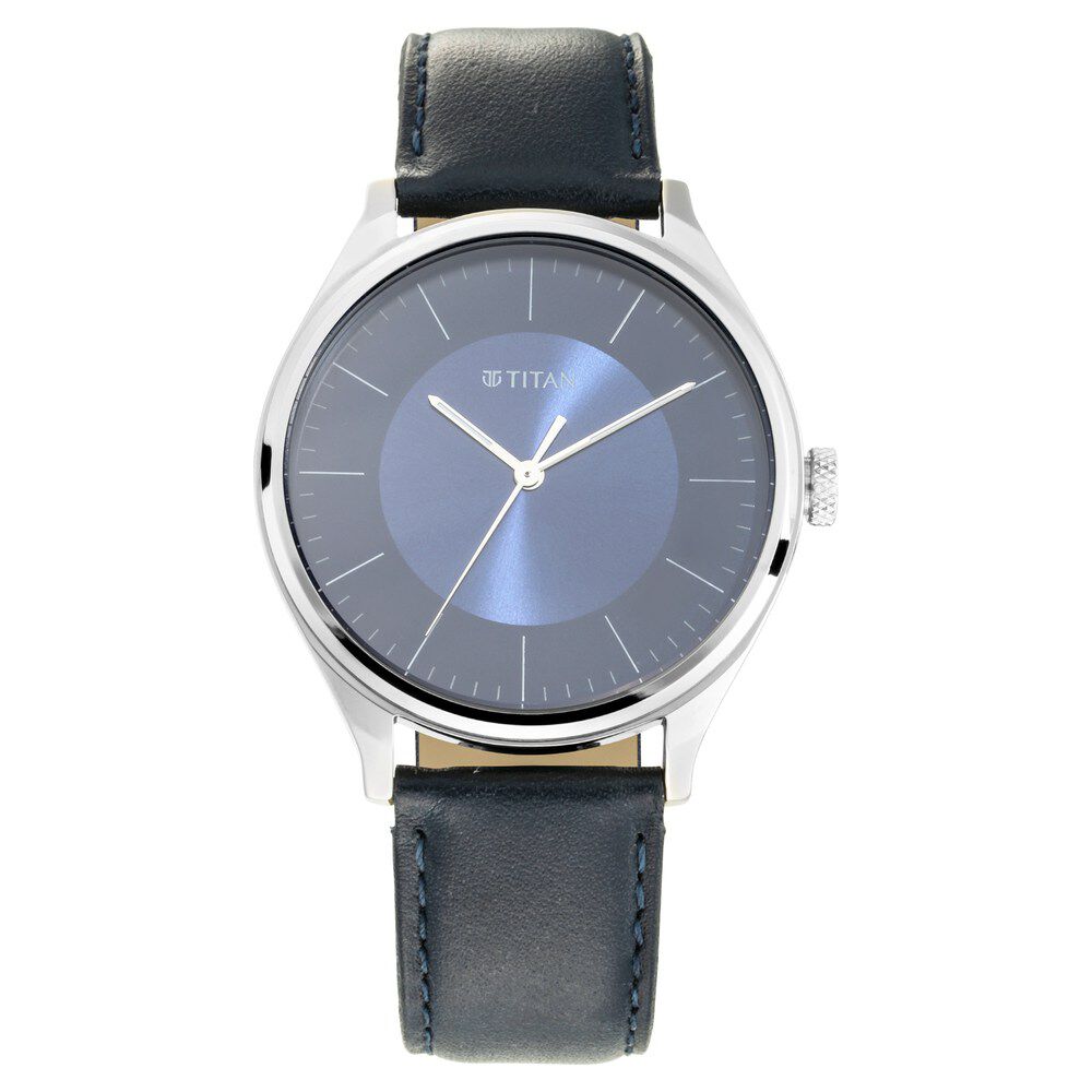 Titan Men's Urban Edge Lustrous Blue Dial Leather Watch NP1802SL06