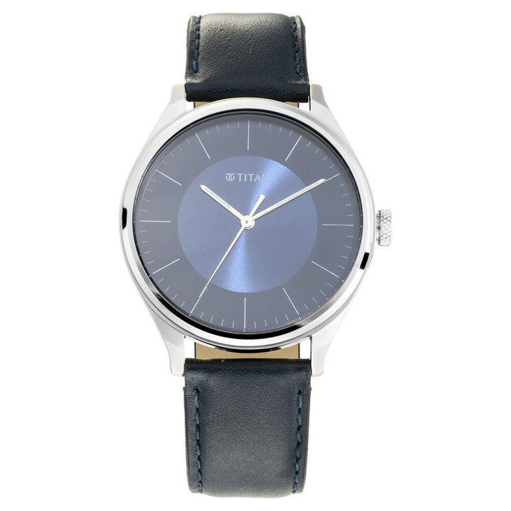 Titan Men's Urban Edge Lustrous Blue Dial Leather Watch NP1802SL06