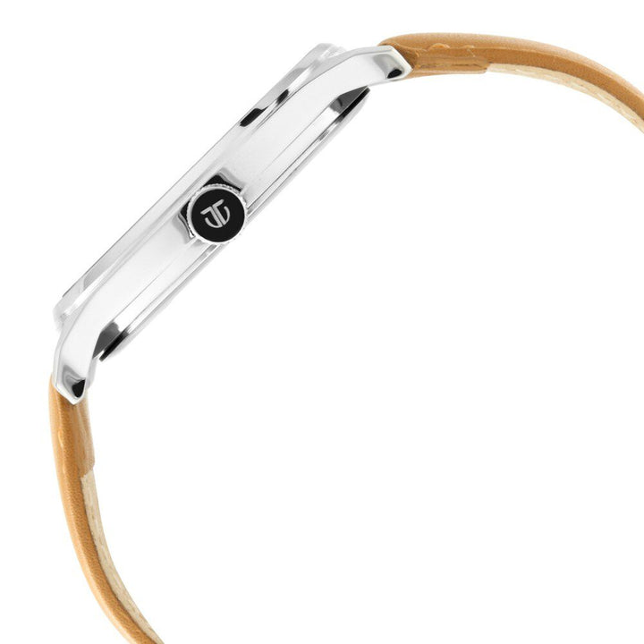 Titan Men's Urban Edge Lustrous White Dial Leather Watch NP1802SL07