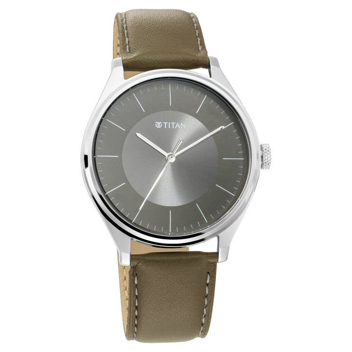 Titan Men's Urban Edge Lustrous Olive Dial Leather Watch NP1802SL08
