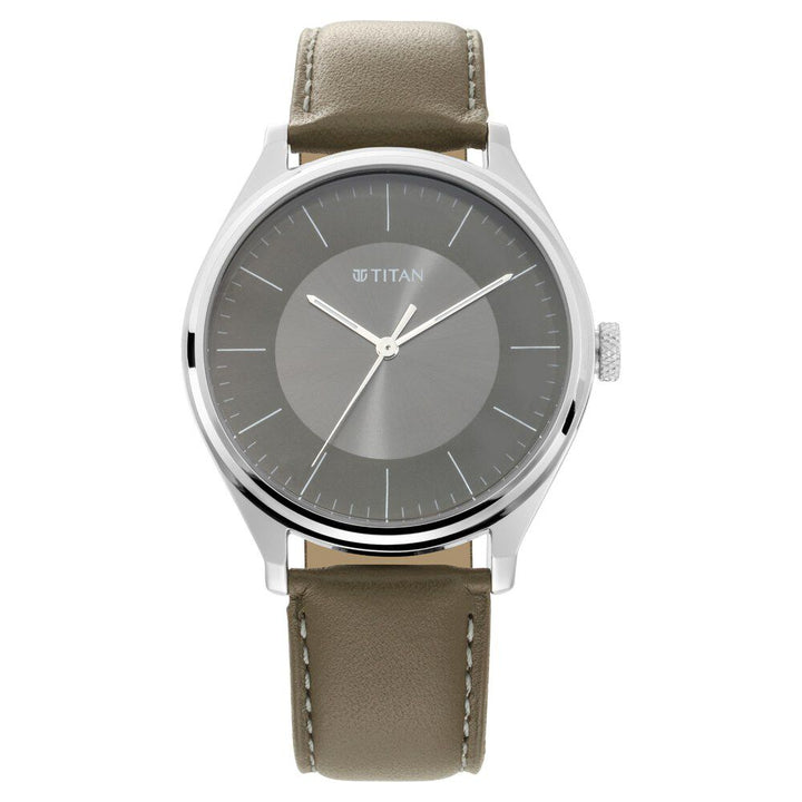 Titan Men's Urban Edge Lustrous Olive Dial Leather Watch NP1802SL08