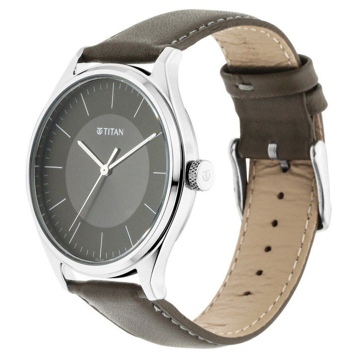 Titan Men's Urban Edge Lustrous Olive Dial Leather Watch NP1802SL08