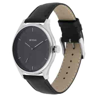 Titan Men's Minimalist Zen Watch: Sleek Leather Strap with Contrast Hands NS1802SL11 / 1802SL11