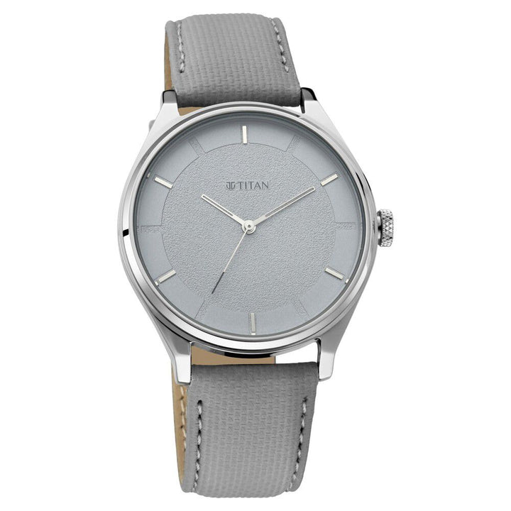 Titan Men's Classic Watch: Gradient Dial & Sleek Markings with Leather Strap-NS1802SL12