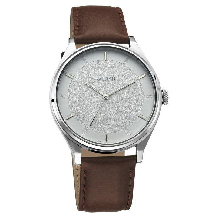 Titan Men's Classic Watch: Gradient Dial & Sleek Markings with Leather Strap NS1802SL13