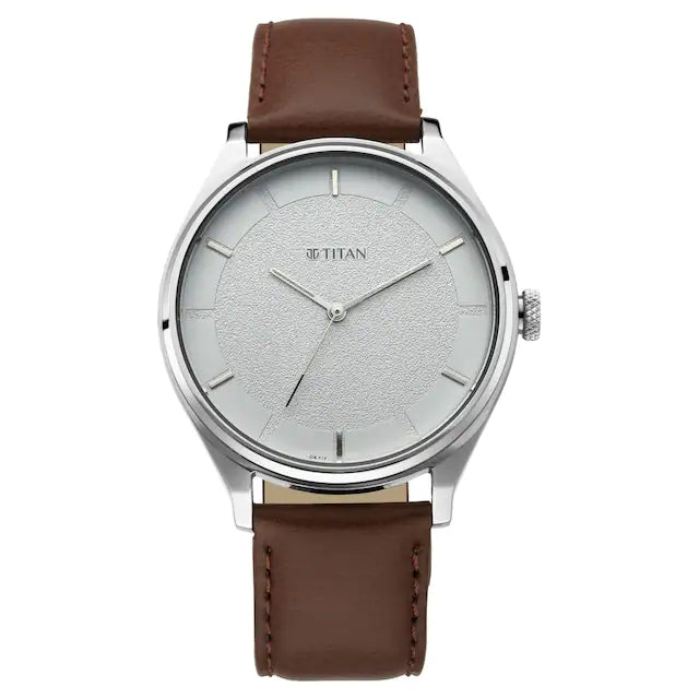 TITAN Workwear Watch with White Dial & Leather Strap NR1802SL13 / 1802SL13