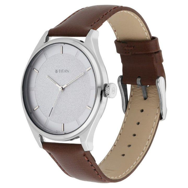 Titan Men's Classic Watch: Gradient Dial & Sleek Markings with Leather Strap NS1802SL13