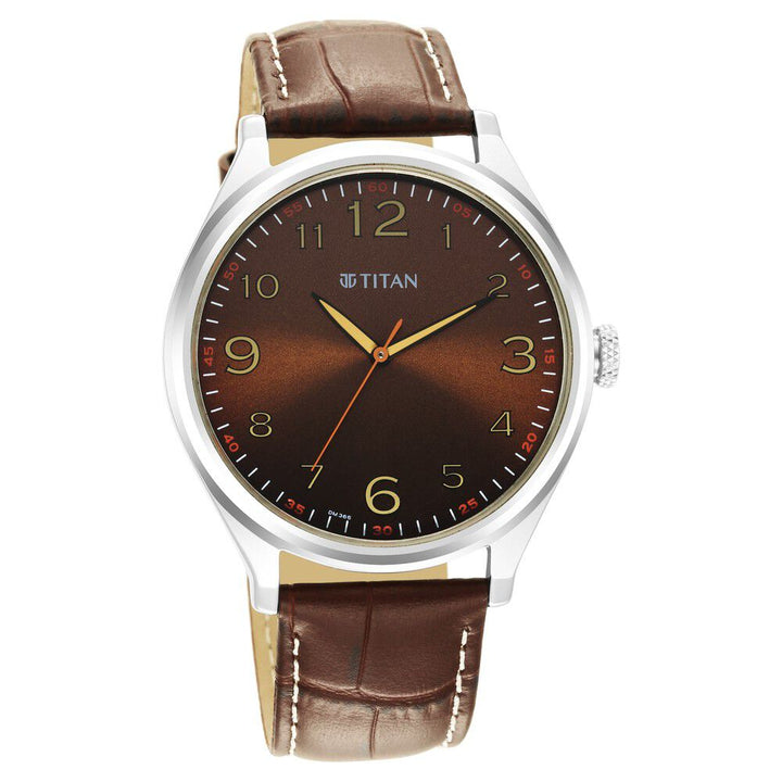 Titan Trendsetters Dark Brown Dial Analog Leather Strap watch for Men-1802SL16