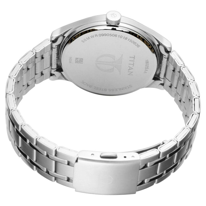 Titan Men's Minimalist Zen Watch: Sleek Metal Strap with Contrast Hands NS1802SM02