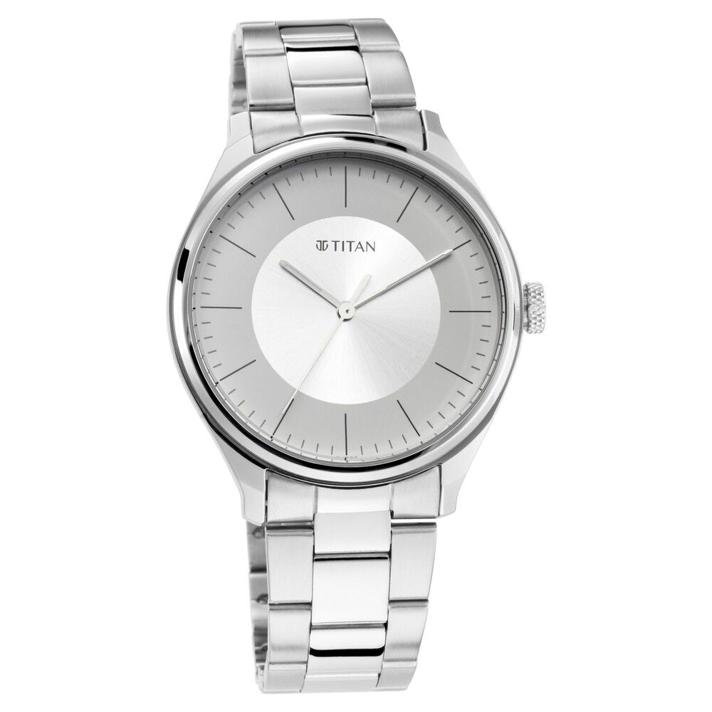 Titan Men's Urban Edge Lustrous Grey Dial Leather Watch - The Watch Factory ®