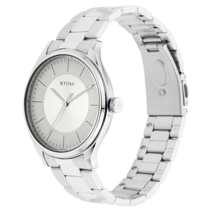 Titan Men's Urban Edge Lustrous Grey Dial Leather Watch - The Watch Factory ®