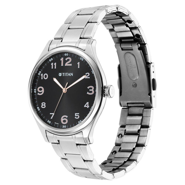 Titan TrendsettersBlack Dial Analog Stainless Steel Strap watch for Men-1802SM04