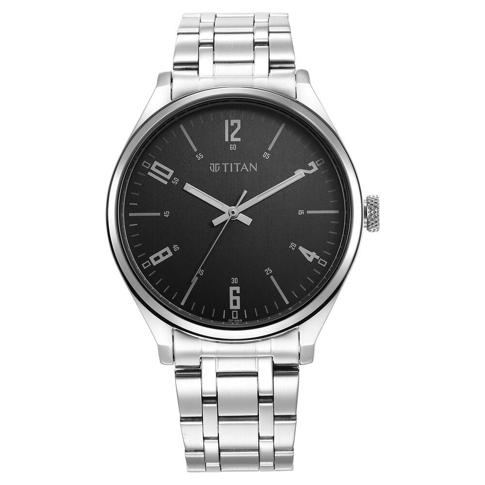 Titan Wrist Wit Quartz Analog Grey Dial Stainless Steel Strap Watch for Men - The Watch Factory ®