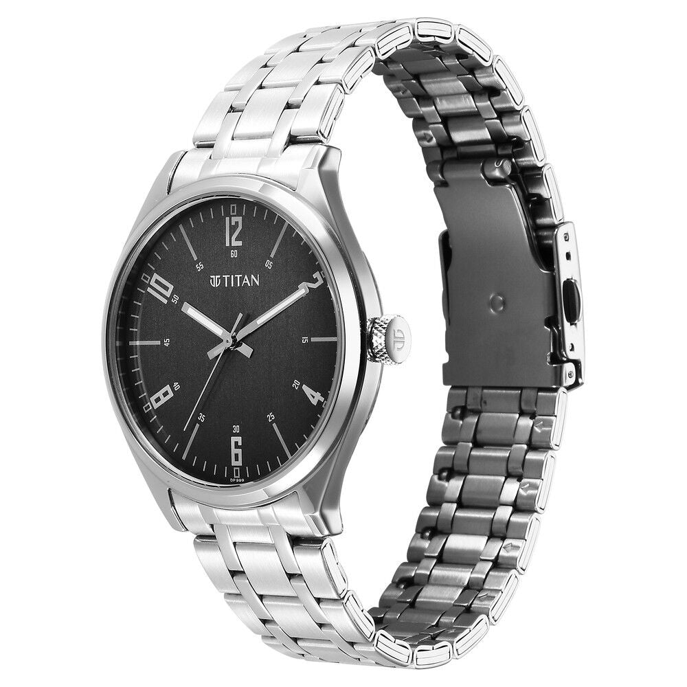 Titan Wrist Wit Quartz Analog Grey Dial Stainless Steel Strap Watch for Men - The Watch Factory ®