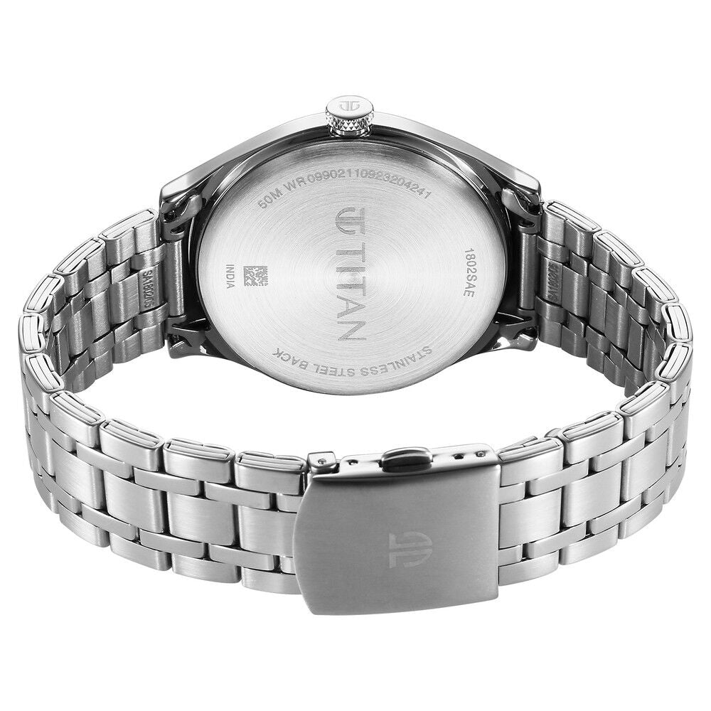 Titan Wrist Wit Quartz Analog Grey Dial Stainless Steel Strap Watch for Men - The Watch Factory ®
