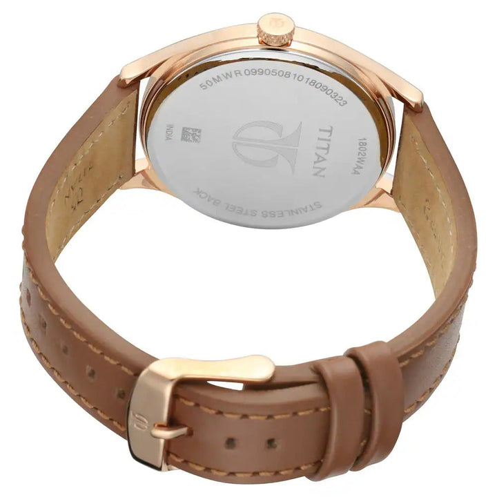 Titan Workwear Watch with Blue Dial & Brown Leather Strap NN1802WL01 (DJ151)