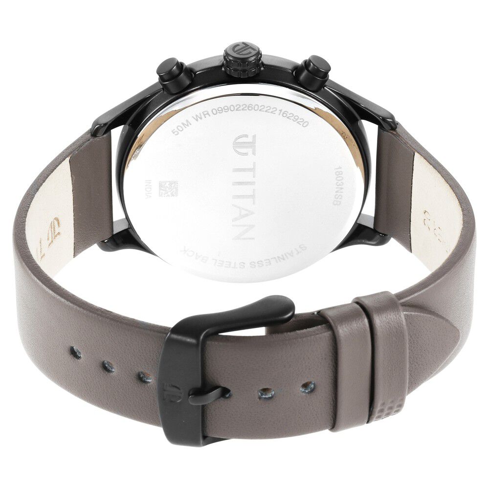 Titan Neo Silver Quartz Multifunction Leather Strap Watch for Men NS1803NL02