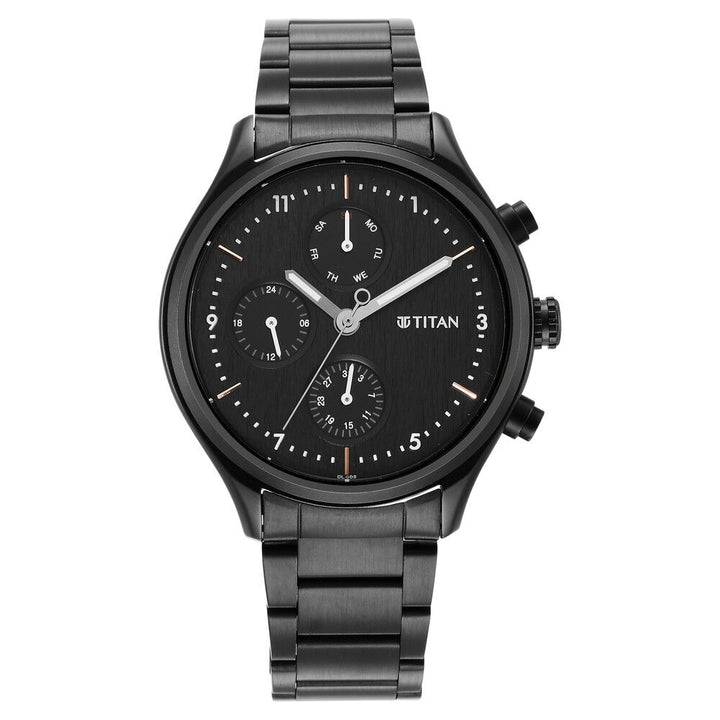 Titan Neo Black Dial Quartz Multifunction Stainless Steel Strap watch for Men - The Watch Factory ®