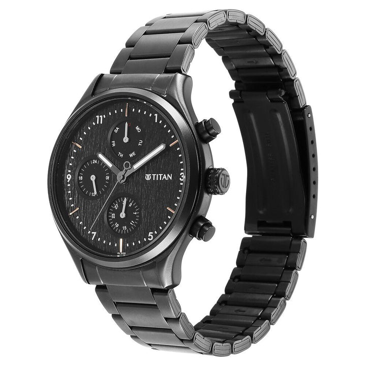 Titan Neo Black Dial Quartz Multifunction Stainless Steel Strap watch for Men - The Watch Factory ®