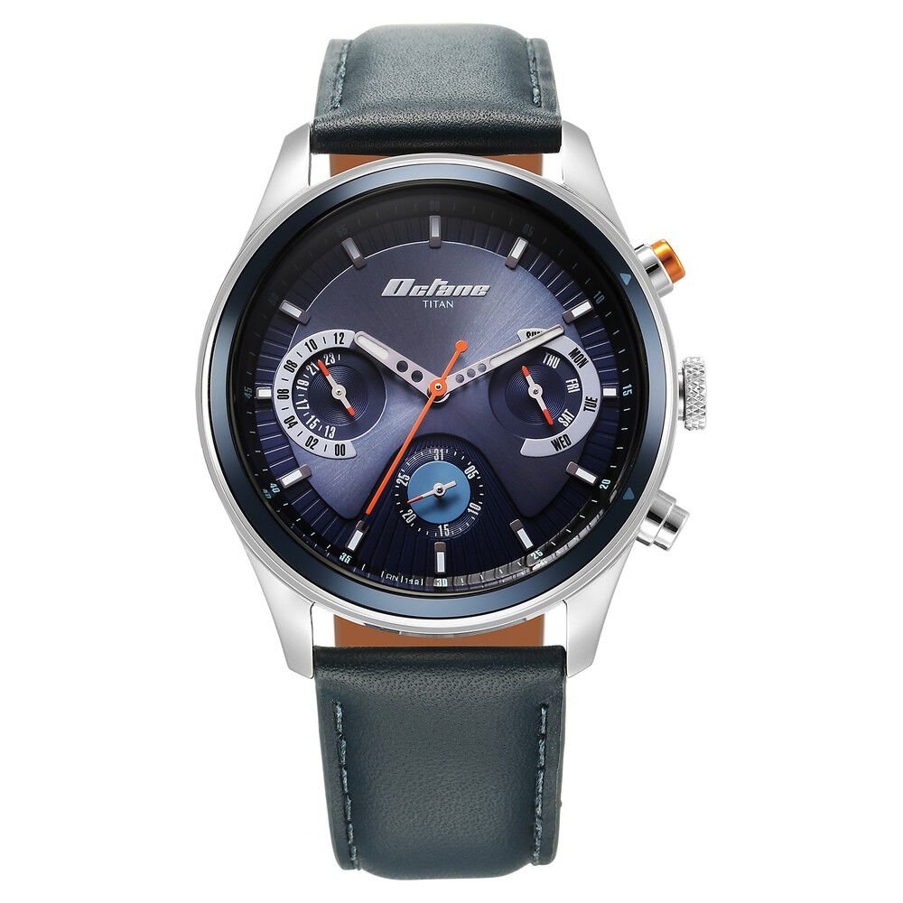 Titan Octane Quartz Multifunction Blue Dial With Blue Leather Strap Watch For Men - The Watch Factory ®