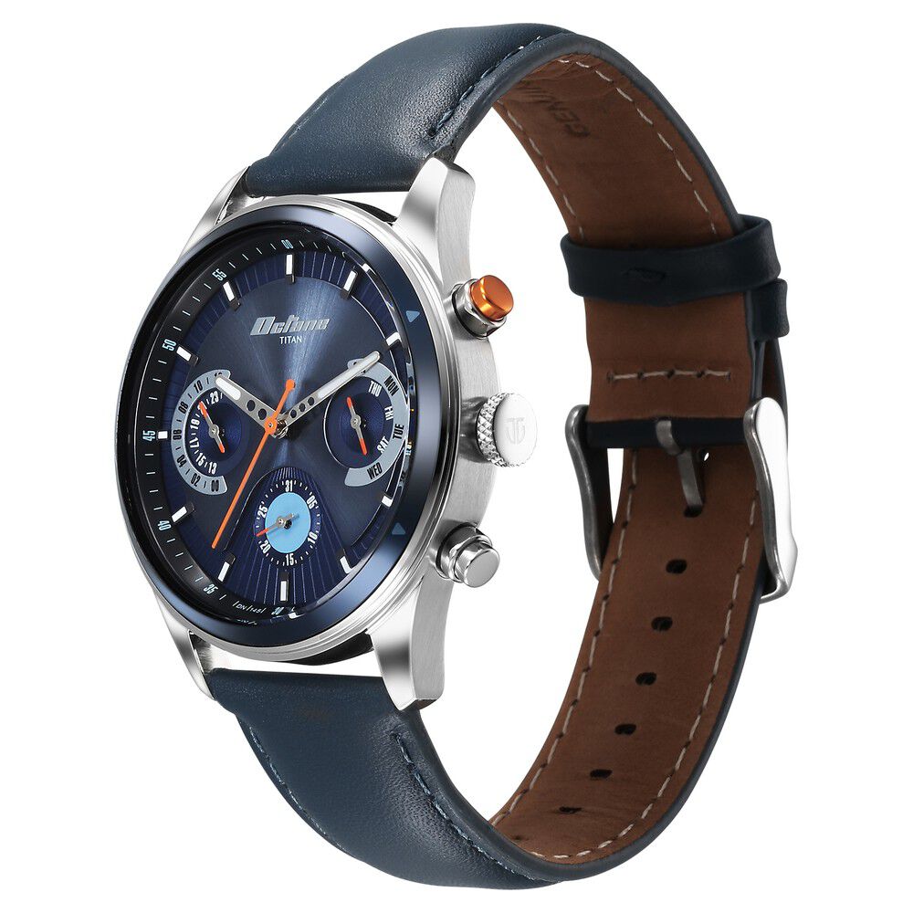 Titan Octane Quartz Multifunction Blue Dial With Blue Leather Strap Watch For Men - The Watch Factory ®
