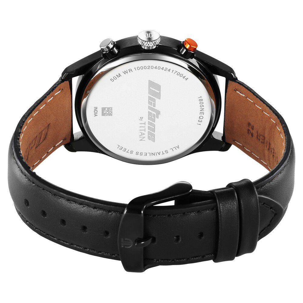 Titan Octane Quartz Multifunction Black Dial With Black Leather Strap Watch For Men 1805KL02
