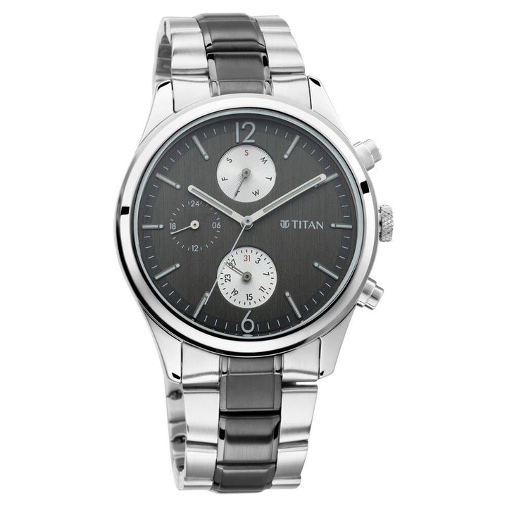 Titan Men's Metropolitan Charm: Men's Multifunctional Anthra Watch with Metallic Accents - The Watch Factory ®