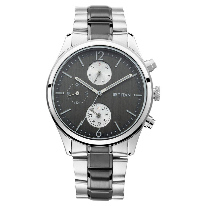 Titan Men's Metropolitan Charm: Men's Multifunctional Anthra Watch with Metallic Accents - The Watch Factory ®