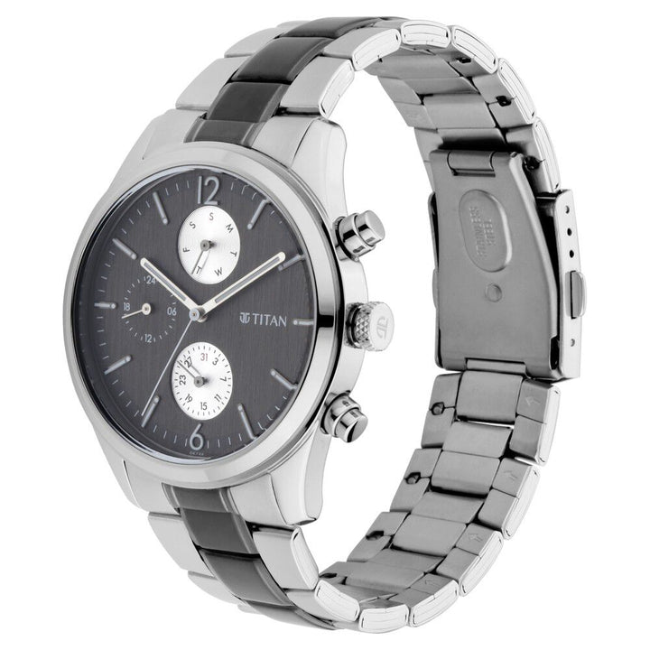 Titan Men's Metropolitan Charm: Men's Multifunctional Anthra Watch with Metallic Accents NS1805KM02