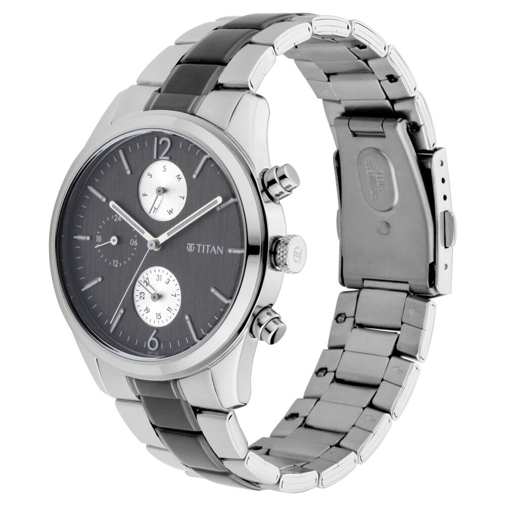 Titan Men's Metropolitan Charm: Men's Multifunctional Anthra Watch with Metallic Accents - The Watch Factory ®